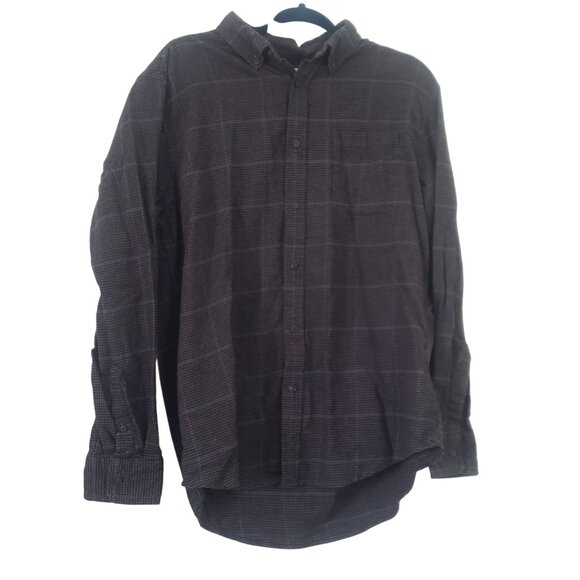 Croft & Barrow Mens Button‎ Down Flannel Shirt Size L Gray Plaid Casual Everyday - Picture 1 of 8